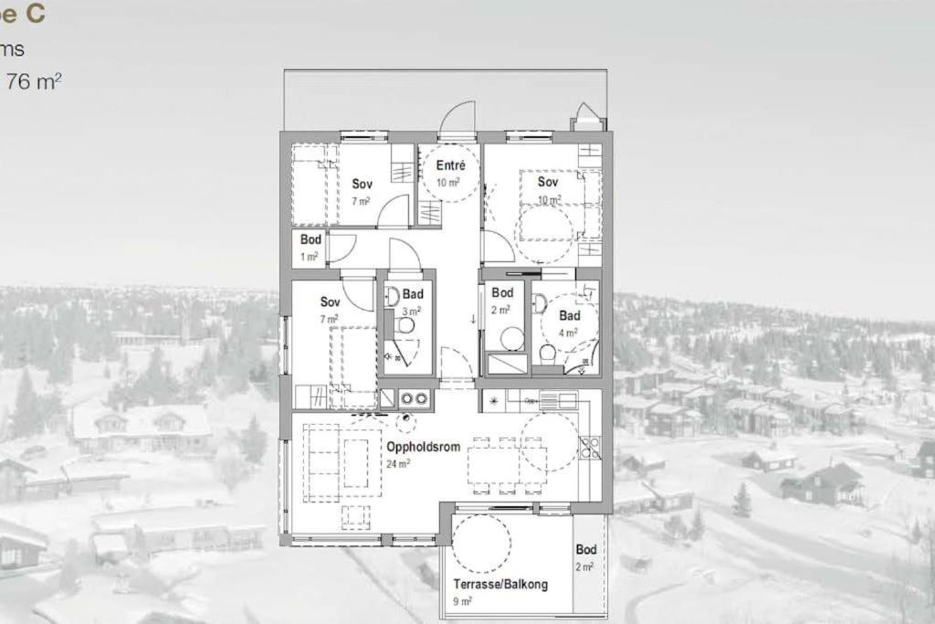 Leilighet Med Panoramautsikt Sjusjoen Innendors Parkering Exterior foto
